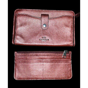 COACH "Noah" In Metallic Cherry Leather Small Crossbody Bag